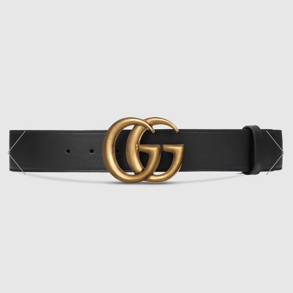 GG MARMONT genuine LEATHER BELT WITH SHINY BUCKLE - Picture 1 of 9